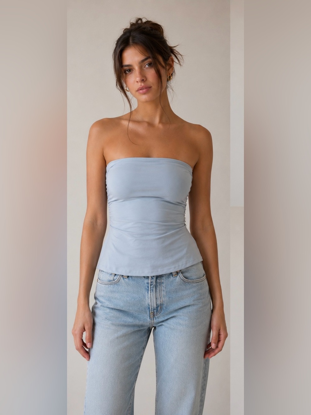 Fashion Nova Powder Blue Strapless Camisole xs-s